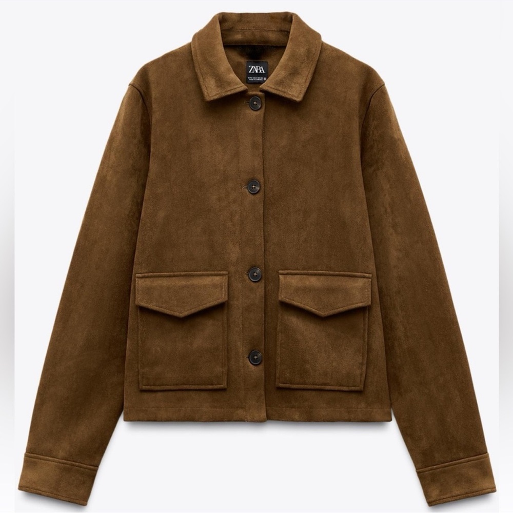 Zara Jacket sutede effect fabric 🤎